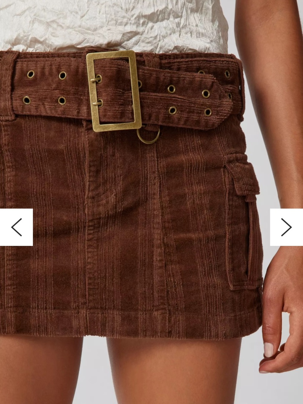 UO Joan Corduroy Belted Low-Rise Mini Skirt